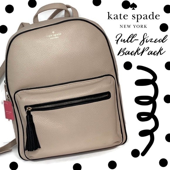 Kate Spade Aveline BackPack Book Bag Beige Black - Picture 1 of 6
